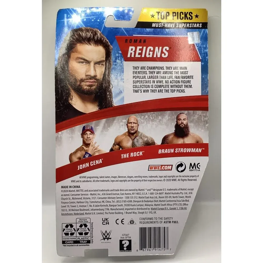 WWE Basic Top Picks Roman Reigns Action Figure Unleashed Apex Shirt Mattel New